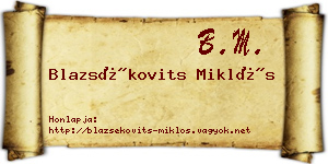 Blazsékovits Miklós névjegykártya
